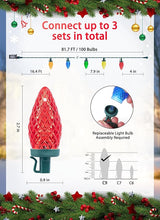 Minetom C9 LED Christmas Lights Outdoor, 81 Feet 100 LED String Light with Timer & 8 Lighting Mode, Waterproof | Lumora