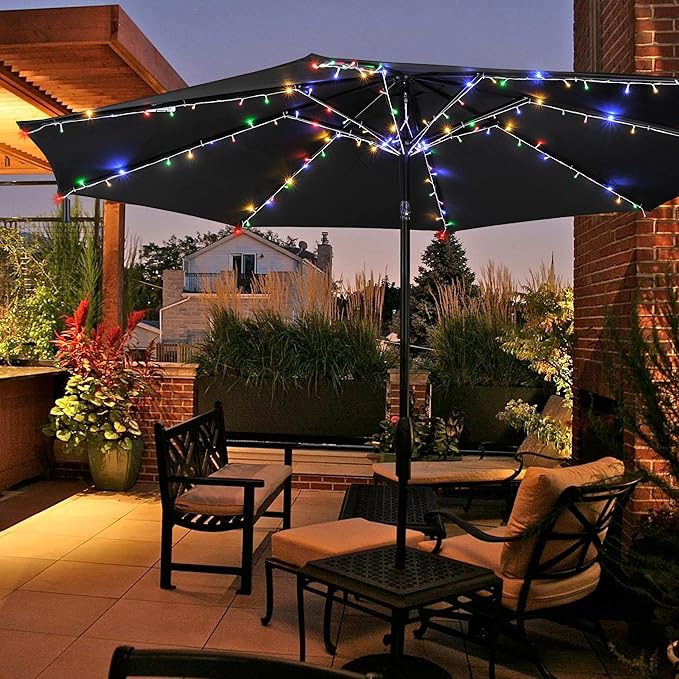 Yescom Solar String Light Fit 8-Rib 8/9/10 Ft 128 LED 8 Mode with Timer Outdoor Party Camping Tents Multic Color