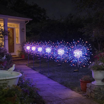 Solar Garden Lights Outdoor,Waterproof Garden,2 Pack 200 LED Twinkling Firework Lights Decorative with 8 Modes,Decor for Yard Patio Pathway Lawn for Yard Outside Fairy Decorative (Colorama-2Pack)