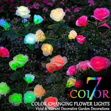 10 LED 7-Color Changing Solar Rose Flower Lights Garden Decorations Outdoor Waterproof Decorative Stake Lights for | Lumora
