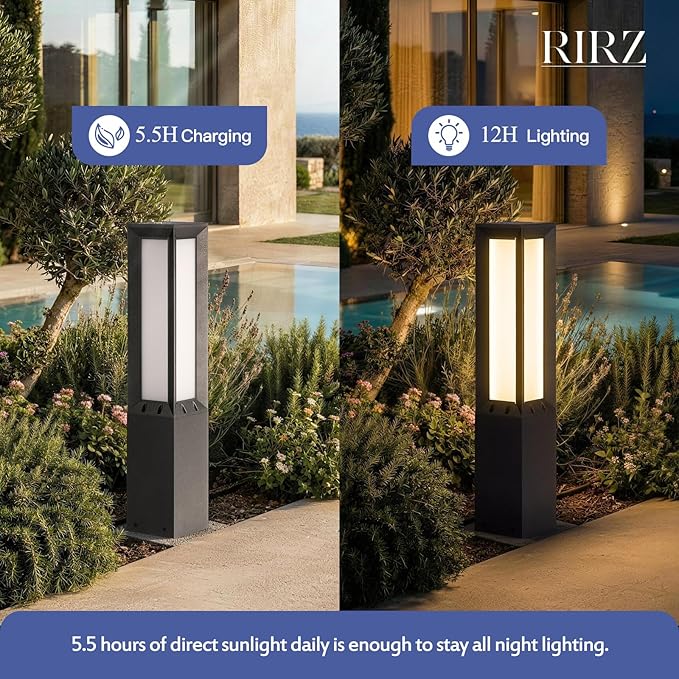 Solar Pathway Lights Outdoor Waterproof, 1 Pack Auto On/Off Driveway Lights, 3000K Landscape Lighting & Accessories, Aluminum Dimmable Outdoor Solar Lamp for Path Sidewalk Walkway Yard Decor