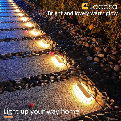 Lacasa 4pcs Solar Outdoor Floor Lamp Warm White 2700K 40LM LED Solar Light Outdoor Patio Decoration IP68 Waterproof Auto On/Off Lighting for Paths Garden Stairs Pathways Patio