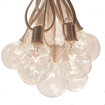 Hometown Evolution, Inc. Globe String Lights (100 Foot, G50 Clear - White Wire - 2 Inch 7 Watt Bulbs +5 Free Spares)