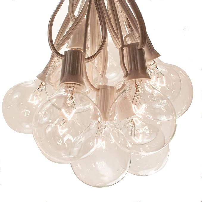 Hometown Evolution, Inc. 25 Foot Globe String Lights (G50 Clear - White Wire - 2 Inch 7-Watt Bulbs +1 Free Spare)