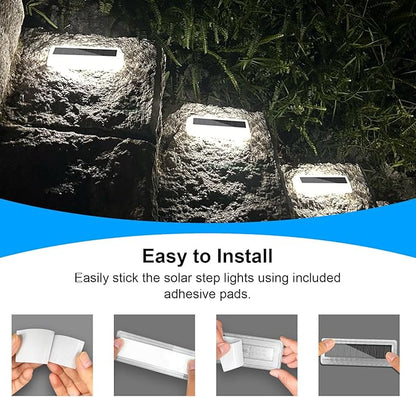 Lacasa Solar Driveway Lights 8 Pack, White LED Outdoor Deck Dock Lights, Auto ON/Off at Dusk, Waterproof Step Pathway Marker Light for Stairs, Sidewalk, Garden, Yard