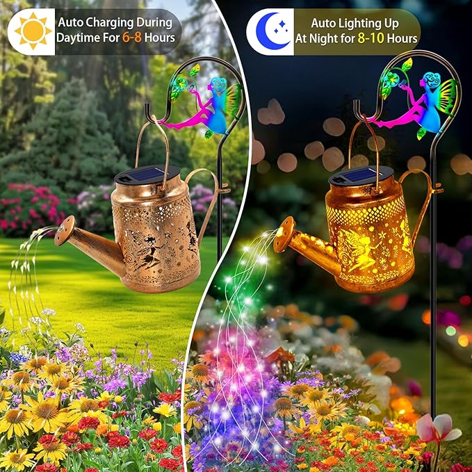 Solar Watering Can Lights, Fairy Hanging Lanterns Outdoor, Gardening Gifts for Mom Women Grandma Birthday | Lumora