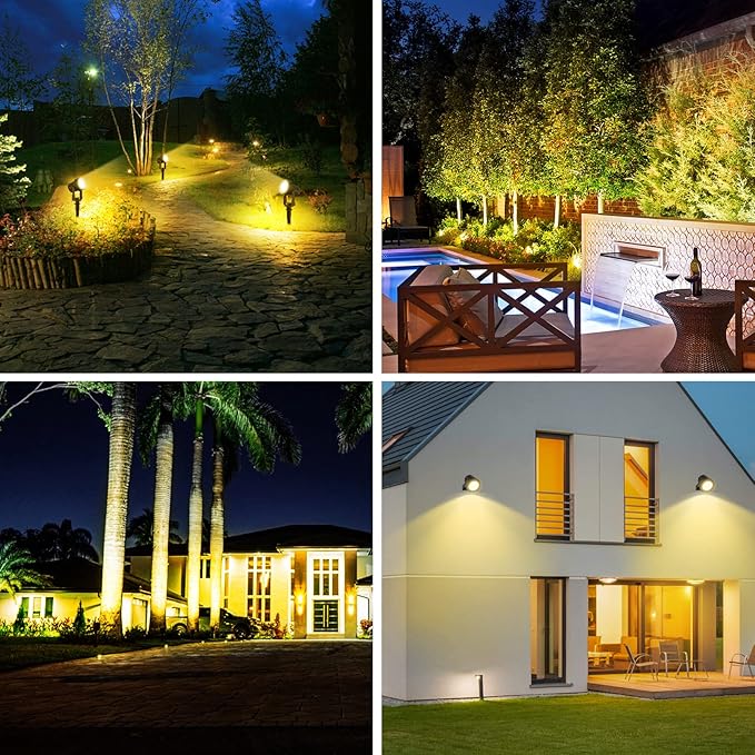 T-SUNUS Christmas Solar Landscape Spotlights Warm White, 2W Garden Spot Lights Outdoor 9.8ft Cable IP65 Waterproof | Lumora
