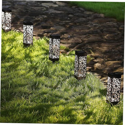 Garneck 2pcs Hollow Solar Lawn Lights Outdoor Garden Stake Lamps Warm/White Light Waterproof Landscape Lighting for Pathway Yard and Driveway