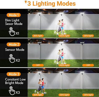 Magnetic Solar Motion Lights Outdoor, Motion Sensor Outdoor Lights with 92 LEDs, 360°Rotatable Adjustable Solar Fence Lights (600 LM,6000 K), Waterproof Security Light for Deck,Gutter,Camping (2 Pack)