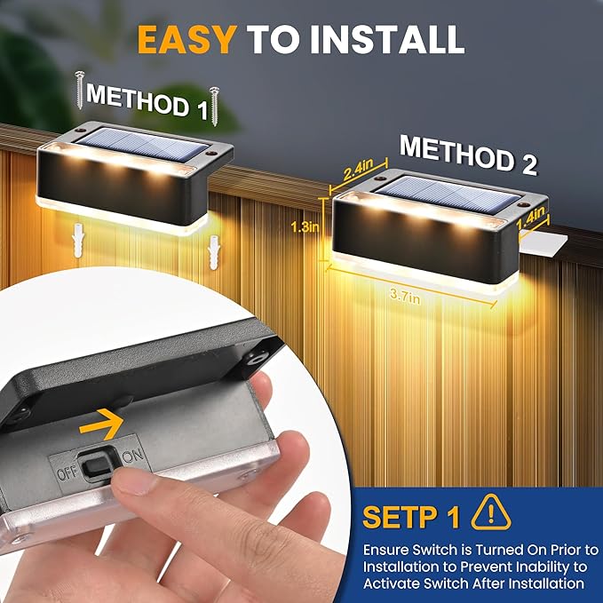 SOLPEX Solar Fence Lights, Solar Deck Lights Outdoor Waterproof Solar Powered for Step, Stair, Balcony,Front | Lumora