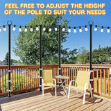 6 Pack String Light Poles, Outdoor String Light Pole 10 ft Forked Metal Light Pole with Adjustable Outdoor Light | Lumora