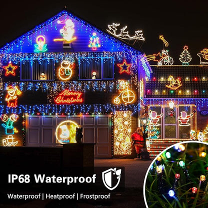 Toodour Battery Christmas Lights, 68.9ft 200 LED Christmas String Lights with 8 Twinkle Modes, Timer, Waterproof Battery Operated String Light for Home, Party, Holiday, Xmas Decor - Multicolor