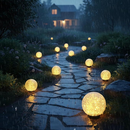 HOTEAGLE Solar Globe Lights Outdoor Waterproof-Large 2-Pack Solar Balls Lights for Outside Garden-Cracked Glass Ball Outdoor Solar Lights-Solar Orbs for Garden Patio & Lawn Backyard Decor