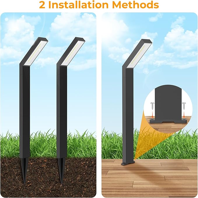 Solar Pathway Lights Outdoor 6Pack, 3 Color in 1 Auto On/Off Walkway Lights, 2 Heights, 12H Lasting, IP65 Waterproof Solar Powered Landscape Lighting for Garden, Yard, Driveway.