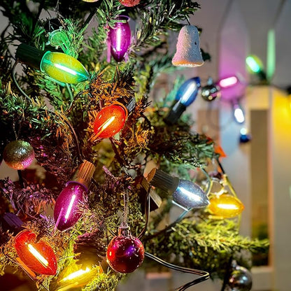 C9 Christmas Pathway Lights Outdoor - 24.2 Feet 20 LED String Lights with Stakes, Waterproof Connectable Christmas Path Lights for Yard, Garden, Walkway, Driveway, Sidewalk Decoration, Multicolored