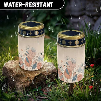 ZOUTAIRONG Outdoor Solar Pathway Lights,2 Pack Warm White LED Lantern Garden Lights Solar Powered Walkway Lights Waterproof Landscape Decoration Lighting for Yard Patio Driveway Table