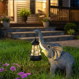 Solar Garden Statue Lights Elephants Figurine with Solar Lantern, Outdoor Yard Decorations for Patio Porch Home | Lumora
