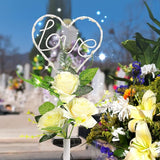 16 Inch Solar Heart Garden Stake Lights with 3 Artificial Flowers Metal Garden Art for Patio Lawn Garden Decor | Lumora