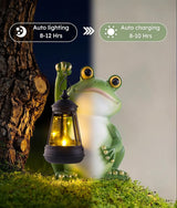 Solar Frog Garden Statue Light, Outdoor Waterproof Decorative Lantern Figurine, Cute Yard Art for Garden Patio Pond | Lumora