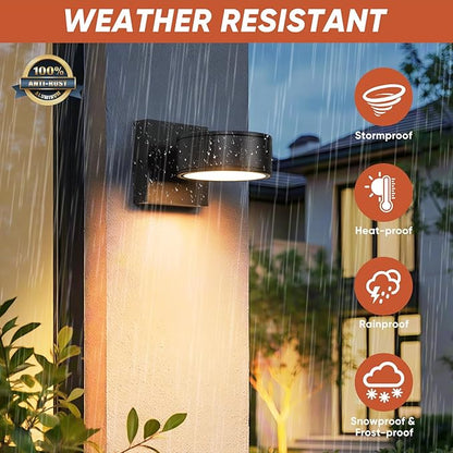 Fire Wolf Aluminum LED Outdoor Wall Light, Modern Black 3000K Outdoor Wall Sconce, Waterproof Front Door Down Light Wall Mount, Exterior Lighting Fixtures for Entrance, Hallway, Garden, Porch, Patio