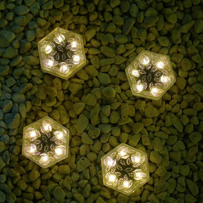 6 Pack Hexagram Bricks Outdoor Solar Powered LED In Ground Pathways Patio Yard Garden Glow Lights Decor | Lumora