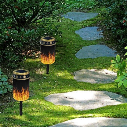 Fire Print Solar Powered Garden Lights Outdoor Solar Lights Waterproof Solar Yard Light Read Light Garden Decor Solar Lights for Path Walkway Landscape Path Lights