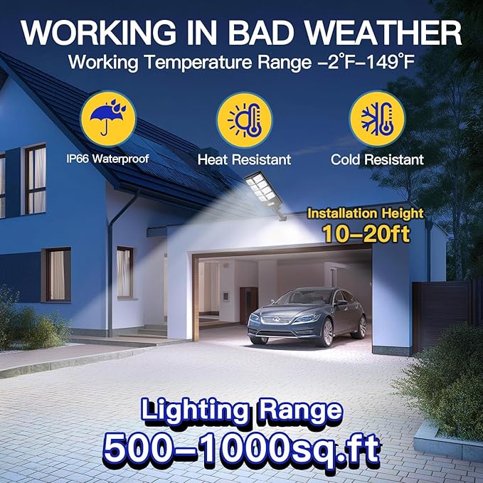 Waterproof Solar Lights Outdoor for Patio & Yard, Dusk to Dawn Motion Sensor Security Lighting, High Brightness Solar-Powered Garden Pathway Lamps-2 Pack