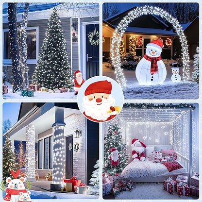 JMEXSUSS 132 ft 400 LED White Christmas Lights Indoor Outdoor Waterproof, 8 Modes White String Lights Plug in with Remote, Christmas String Light for Outside Tree Party Patio Bedroom Classroom Decor