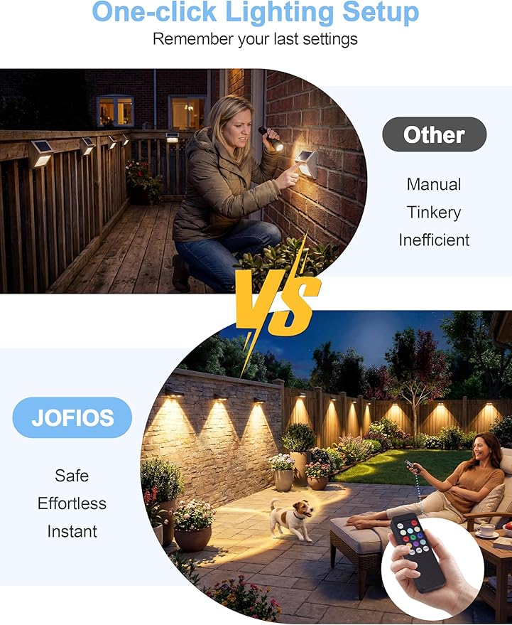 Solar Fence Lights with Remote, Warm White, Cool White and RGB Color Glow LED Outdoor Wall Lights, IP65 Waterproof Solar Lights for Fence, Backyard, Railing, and Deck, Home Improvement, 2 Pack