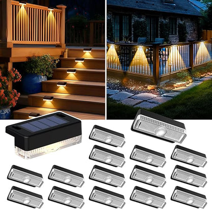 Solar Deck Lights Outdoor 16 Packs, Solar Powered LED Step Lights Waterproof Outdoor for Deck, Stairs, Step, Fence, Wall, Patio, Yard, Pool and Pathway (Warm White)