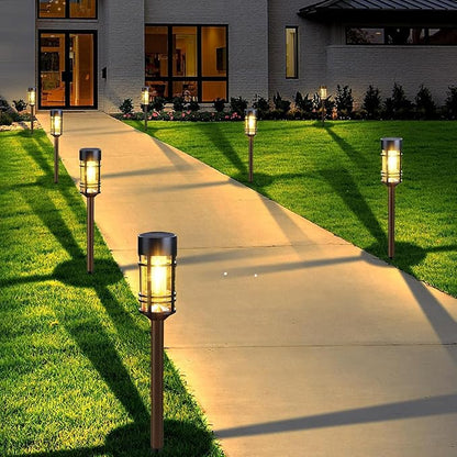 Solar Lights Outdoor，2 Pcs 3000K Waterproof Auto On/Off Solar Pathway Lights for Park, Courtyard, Lawn, Balcony, Terrace