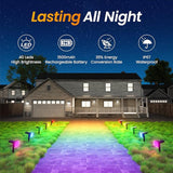 Fabrito Color Changing Solar Spot Lights Outdoor 10 Pack, [6+1 Lighting Modes] Auto On/Off RGB Spotlights | Lumora