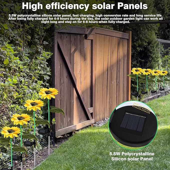 ZPSHYD Solar Sunflower Lights, IP65 Waterproof Outdoor Garden Auto ON/Off Solar Decorative Lights for Backyard | Lumora