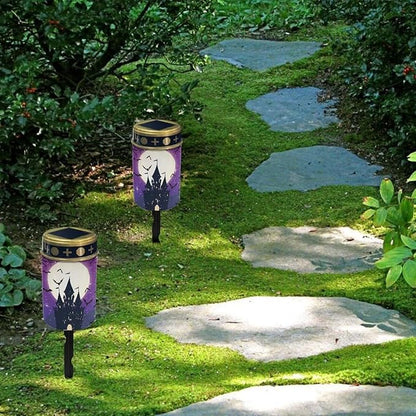 Solar Light Outdoor Halloween Solar Garden Light Castle Moon Print Solar Light Landscape Path Light Halloween Decor for Your Garden, Landscape, Path, Yard