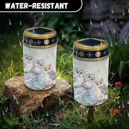 Cartoon Owl Solar Garden Lights Waterproof Solar Pathway Lights LED Lantern Solar-Powered Fairy Lights for Outside,Landscape Lighting Yard Path Walkway Litghts,Outdoor Table Lamp