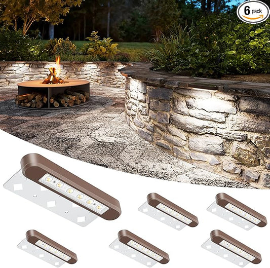 VOLISUN 7 Inch Retaining Wall Lights, IP67 Waterproof Hardscape Lighting, Cuttable Low Voltage Lighting, 12V Paver Lights, 2.8W Outdoor Step Landscape Lights, 5000K Daylight (6 Pack)