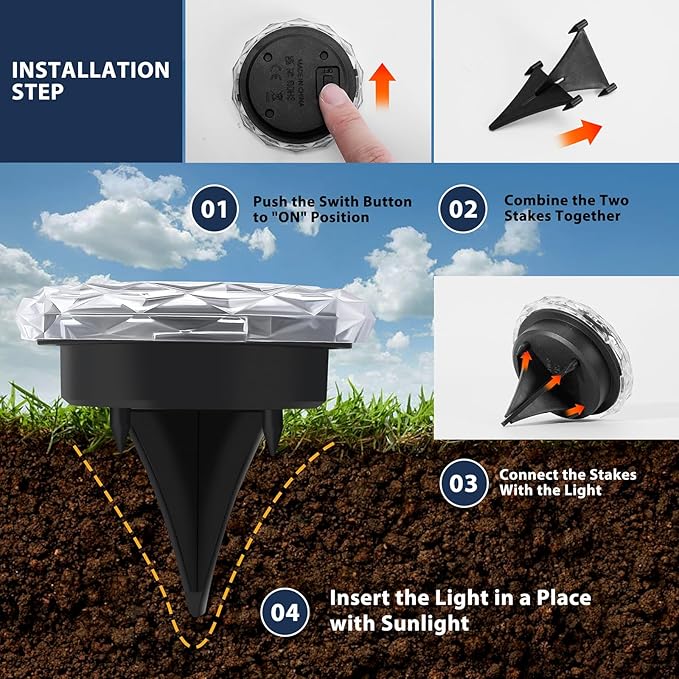Solar Ground Lights 12 Pack Waterproof Outdoor Solar Lights for Yard Led Solar Garden Lights Bright Solar Powered | Lumora