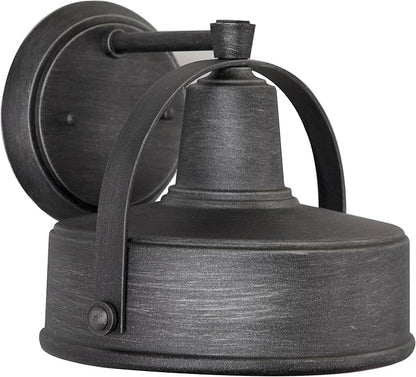 Designers Fountain Portland Outdoor Light Fixture, 8.25 Inch Exterior Wall Lantern Sconce for Front Door, Patio and Porch, Weathered Pewter, 33131-WP