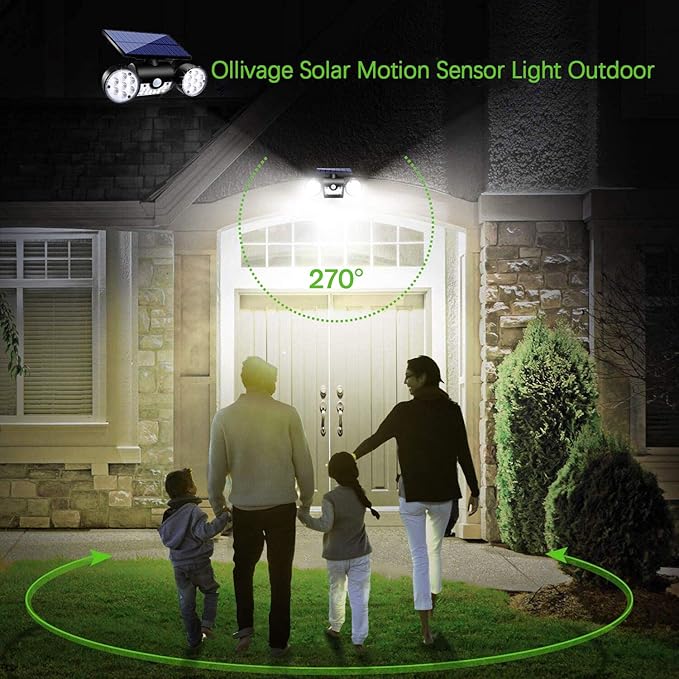 Solar Lights Outdoor, 30 LED Solar Security Lights with Motion Sensor Outdoor Spotlights IP65 Waterproof 360° | Lumora