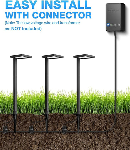SUNVIE Low Voltage Landscape Lighting with Connectors 5W Anti-Glare LED Pathway Lights Wired Waterproof Outdoor Landscape Path Lights for Walkway Yard Garden Patio ETL Listed Cord, 8 Pack