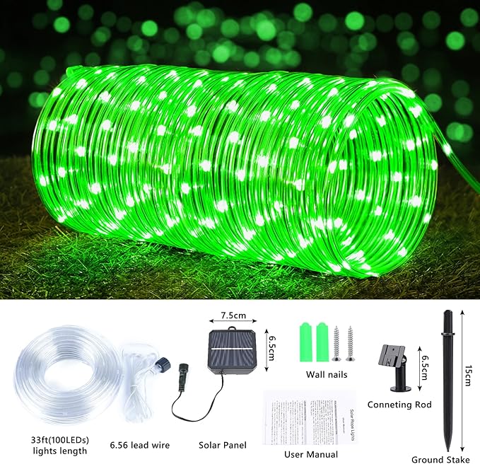 Solar Rope Lights, 2 Packs Total 66ft 200LEDSolar String Lights, 8 Modes Waterproof Solar Powered Outdoor Light | Lumora