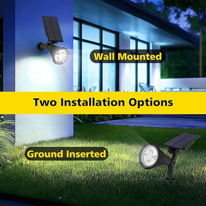 T-SUN Solar Spotlights, 4 LED Solar Powered Landscape Spotlights Waterproof Outdoor Lights Auto ON/OFF for Garden, Driveway, Yard, Patio, Pool Area (White-4 Pack)