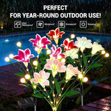 WdtPro Upgraded Solar Garden Lights Outdoor: 4 Pack 2-in-1 Solar Firefly Swaying Light with Lily Flower and Glowing | Lumora