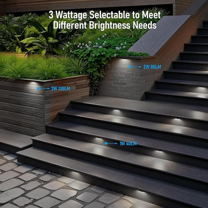 LEONLITE 8-Pack 4 Inch LED Hardscape Lighting, Update Retaining Wall Lights, LED Landscape Lighting, 12-24V AC/DC Paver Light Low Voltage, 1W/2W/3W Dimmable Outdoor Step Lights, 5000K Daylight, ETL