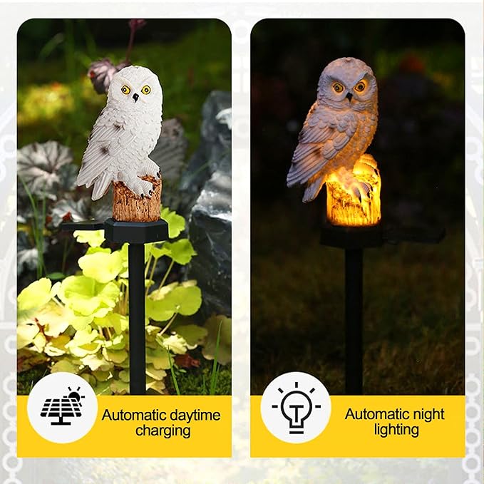 2 Packs Outdoor LED Owl Ground Plug-in Lawn Lamps, Solar Garden Stake Light, Courtyard Ground Solar Energy | Lumora