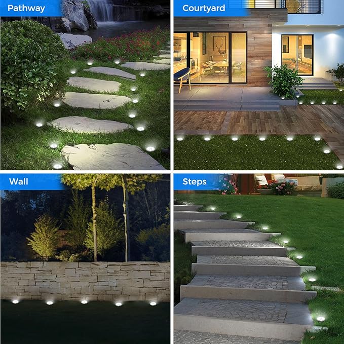 Peasur Mini Solar Ground Lights, 12 Pack Flat Solar Disc Lights Outdoor Waterproof, 2.3 Inch Small Solar Garden | Lumora
