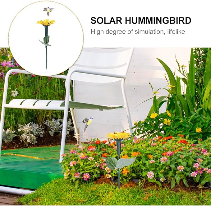 2 Pcs Hummingbird Flying Simulation Solar Hummingbird Garden Stakes Decorative Fluttering Hummingbirds Yard Decorations for Patio Outdoor Decorations