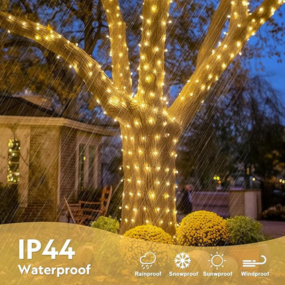 JMEXSUSS 168FT 600 LED Christmas Lights Outdoor Waterproof Clear Wire Indoor String Lights for Outside Warm White Christmas Tree Lights Plug in for Bedroom Wedding Party Valentines Decor