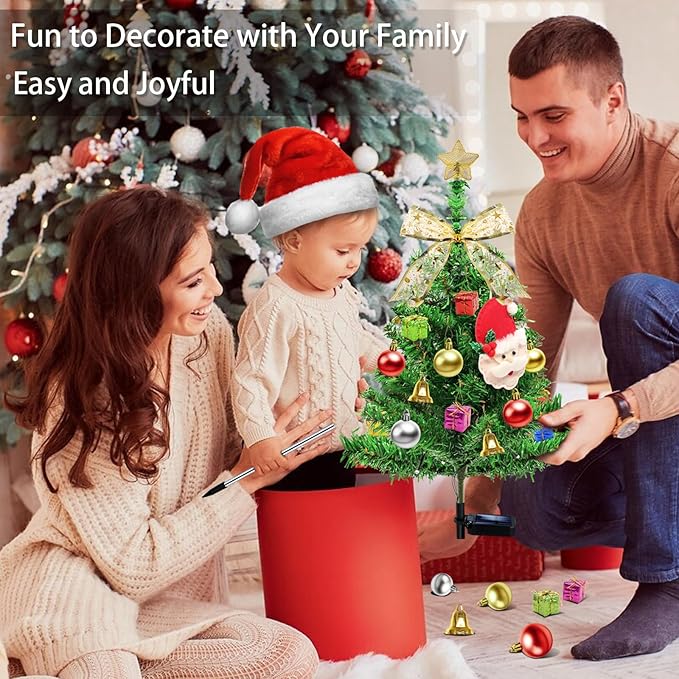 4 Pcs Solar Christmas Tree, Outdoor Christmas Decorations, 80 LED Waterproof Solar Christmas Lights, Multicolor Xmas Tree Lights for Outside Holiday Pathway Yard Garden Patio Grave Cemetery Decor