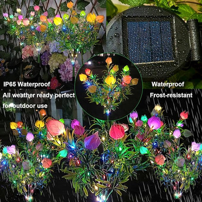 Solar Garden Lights Outdoor, Colorful Waterproof Decorative Solar Lights Outdoor 2 Pack with 2 Modes, 35 LED Gardenias Flower Garden Decor Yard Patio Lawn, Gifts for Mother's Day Mom
